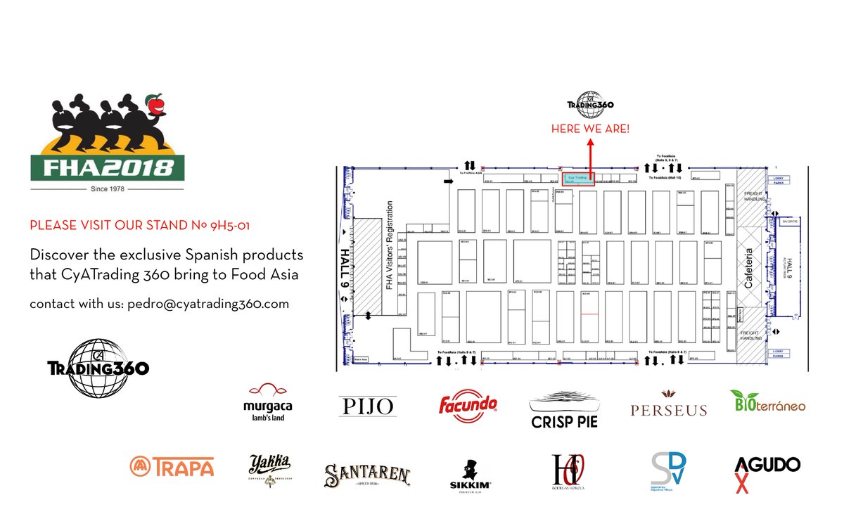 CyATrading360's tweet photo. #CyATrading360 presentará 15 marcas en un catálogo de productos Gourmet españoles. Las marcas representadas #Facundo #Trapa #Pijo, entre muchas otras, que se presentarán en Singapore para todo el continente asiático con un stand de 30 m2 en el pabellón 9 de #FoodAsia #Singapore https://t.co/U4YLwBSORp