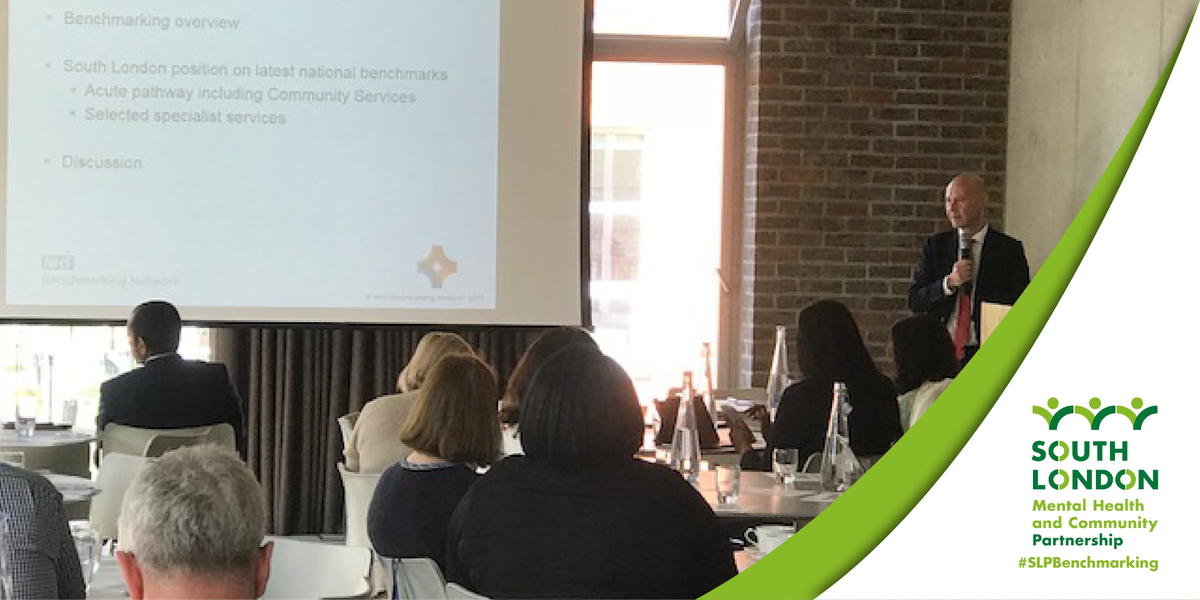 SWLSTG's tweet photo. Our keynote speaker @SteveWatkinsNHS talking about todayโs #SLPBenchmarking event how understanding data leads to better #patientcare. #partnershipworking @CEO_DavidB @MaudsleyNHS @Asifmbachlani @oxleaschair @OxleasNHS @peterjmolyneux @MTZ999 @skalidindi1 @SLaMDoN2017 https://t.co/4lth5TzCyp