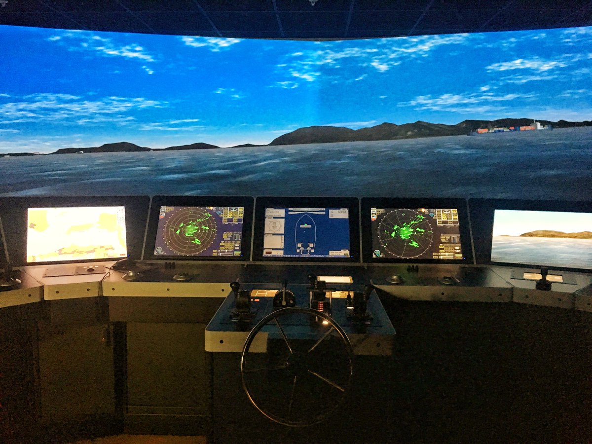 GeoEnvTech's tweet photo. During day 2 at  @CircularOcean conference in Alesund 🇳🇴 at the Norwegian Maritime Competence Center where we had the chance to try the ship simulators🌊⛴
#COAlesund #circularOcean https://t.co/fKZjHGSbvJ