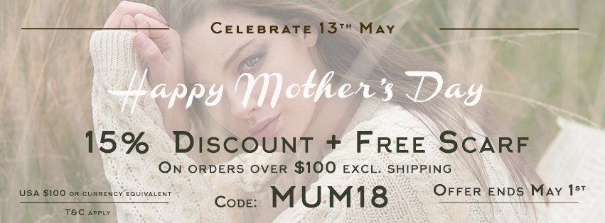 Specialy for #MothersDay #giftformom. #SpecialOffer 15% #discount and Free Scarf with every order. Check arancrafts.com