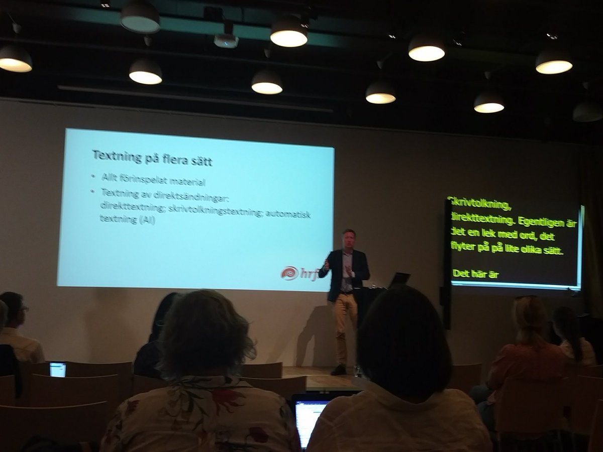 Skrivtolken's tweet photo. Intressant om textning med HRF Mattias Lundekvam, bra om textförfattare och AI textning.
Tror på automatiskt textning.
#webbvideo #Hörselsmart @HRFriks https://t.co/ORXQ1zXsj4