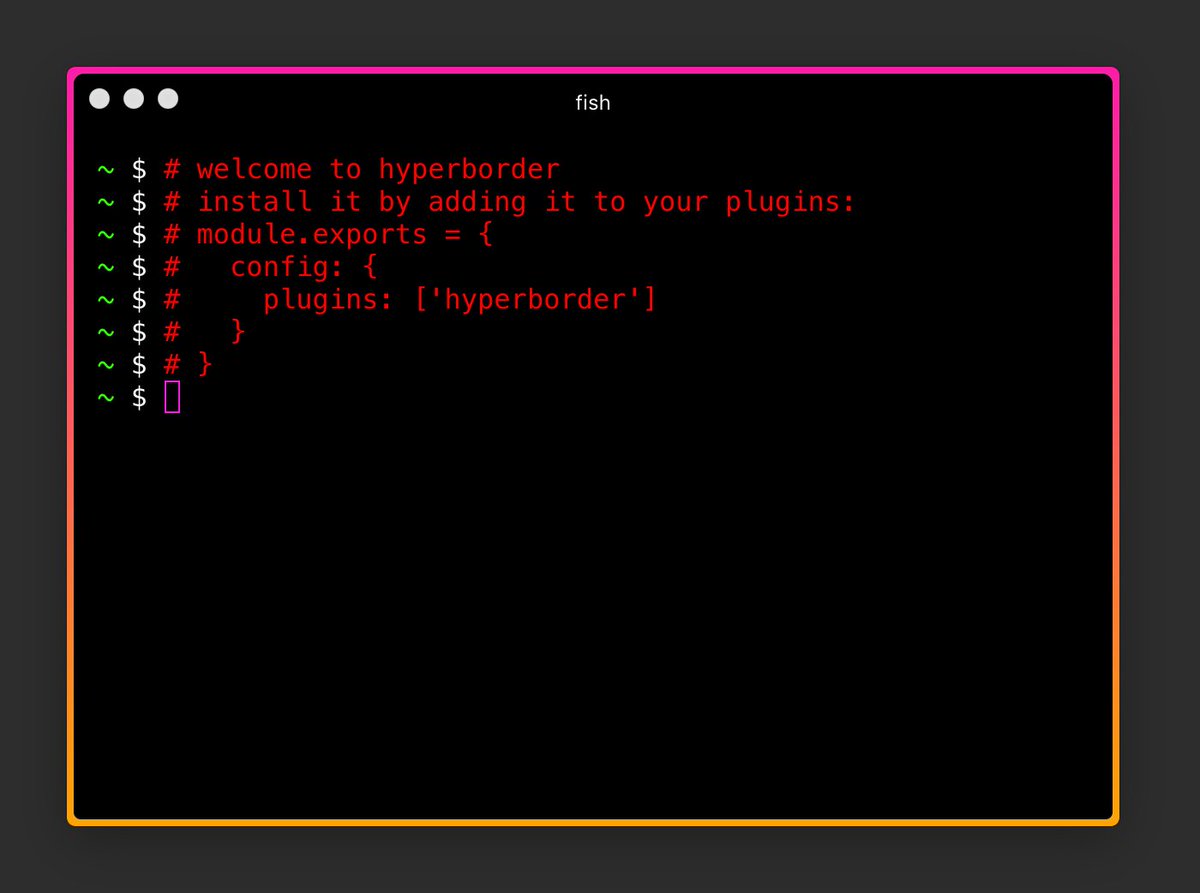 webmatze's tweet photo. I just released a new version of the #hyperborder plug-in. This version brings support for the hot and new Hyper v2.0.0 by @zeithq and adds more configuration possibilities. https://t.co/pvkoWL39dh https://t.co/uAlkqt6qbS