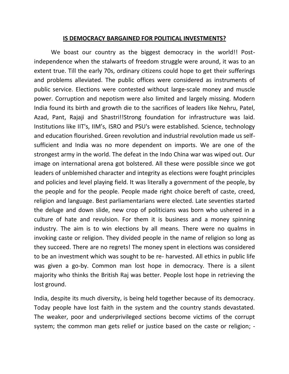 helpingcitizen's tweet photo. IS DEMOCRACY BARGAINED FOR POLITICAL INVESTMENTS?

#CorruptedPoliticians #BritishRaj #PostIndependence
#FreedomFighthers #SanjevaniNewsArticle

https://t.co/0fVMwXZzM3 https://t.co/IQ590vmLi0