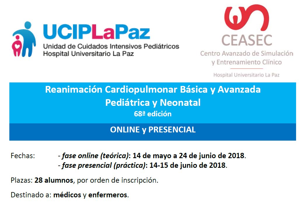 CampusUCIPLaPaz's tweet photo. ¡Ya está aquí! ¡Próximo curso de RCP básica y avanzada pediátrica y neonatal!
Más info en: @aepediatria (https://t.co/6GT5ZaIx9B) y @lasecip (https://t.co/xRityIZDzv)
¡Te esperamos! https://t.co/OBiA15fVmQ