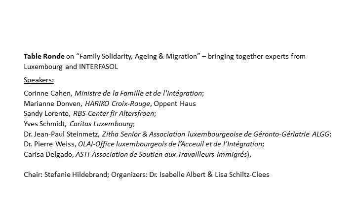Round Table with the Minister of family affairs and integration <a href="/CorinneCahen/">Corinne Cahen</a> at the @INTERFASOL final conference at the University of Luxembourg 
<a href="/CroixRougeLu/">Croix-Rouge.lu</a> <a href="/CaritasLux/">Caritas Luxembourg</a> <a href="/ASTI_LUX/">ASTI</a>