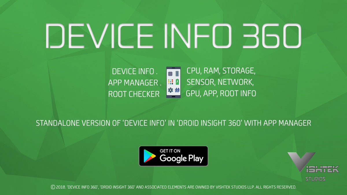 VishtekStudios's tweet photo. Device Info 360 is out now on Google Play.
App download link: https://t.co/hbPyrwV2WE
#android #utilitysuite #androidapp #indie #productivity #droidinsight360 #cpu #soc #deviceinfo #appmanager #vishtekstudios #deviceinfo360 #androidgo #androidapp https://t.co/lyO2rQqyP1