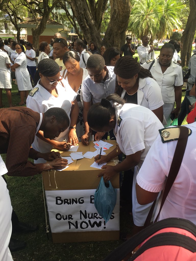DougColtart's tweet photo. Nurses write letters to Chiwenga expressing their dismay at his purported firing of them even though he is not their employer and before taking time to actually listen to their grievances. #DearVP #BringBackOurNurses https://t.co/XXPFS5zFy2