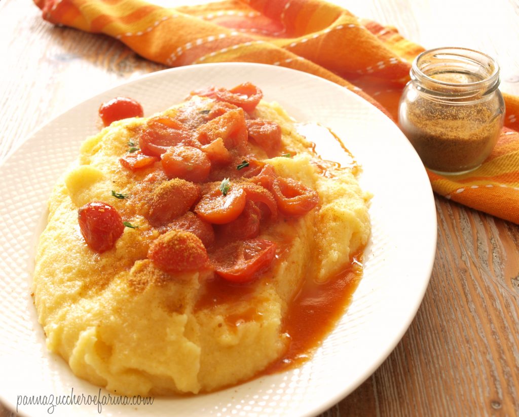 Polenta con pomodorini e bottarga pannazuccheroefarina.com/polenta-con-po…