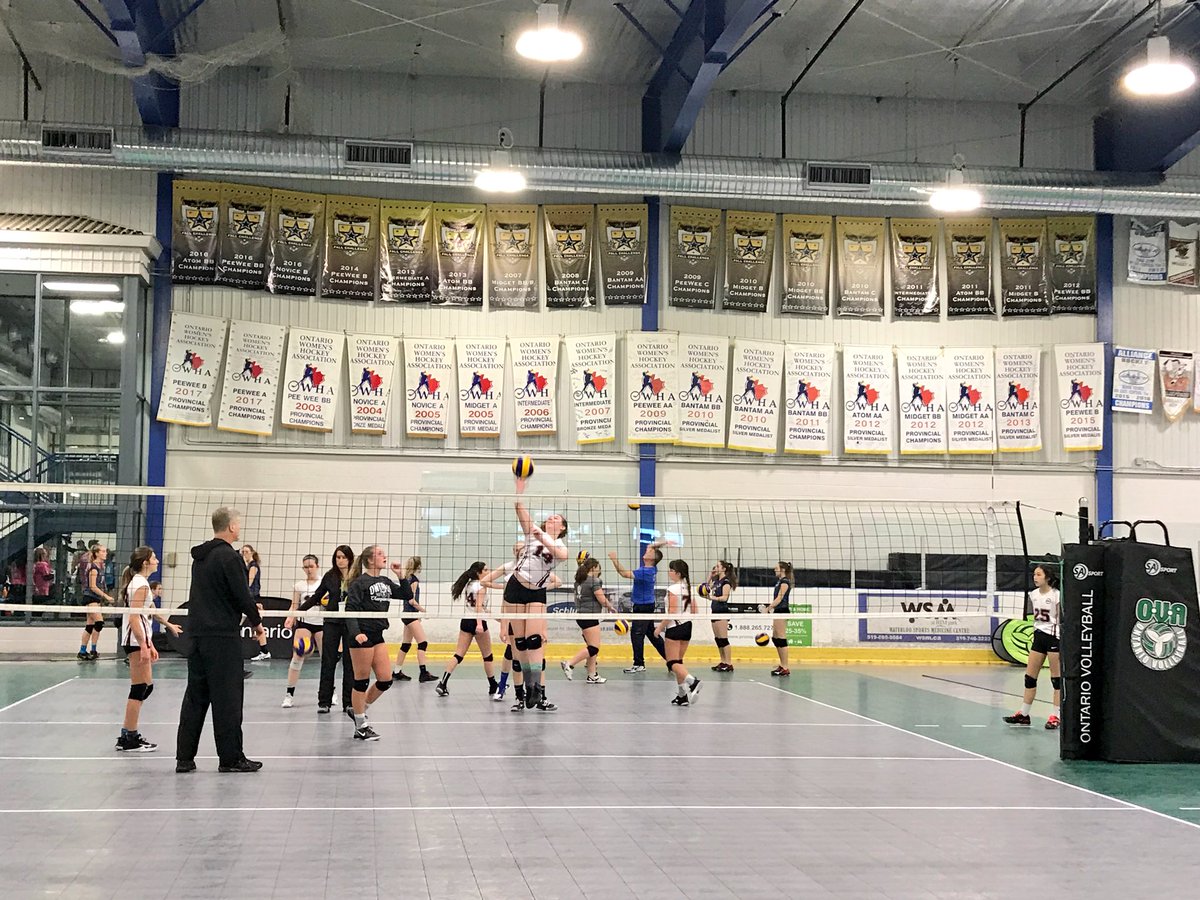 TerryJCooke's tweet photo. Here we go! Frances Cooke &amp; her @VolleyballMVC 14U Black squad. Day 2. Provincial @ova_updates. #GoMVC https://t.co/JPaDj0pGBg