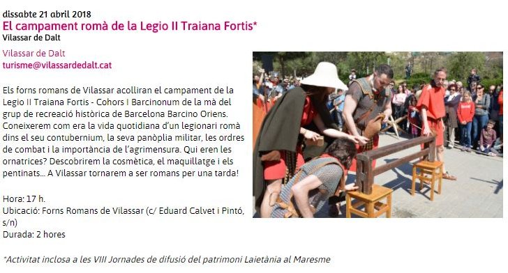BarcinoOriens's tweet photo. VIII Jornades de Difusió del #Patrimoni de la #Laietània als Forns Romans de #VilassarDeDalt Campament de la Legio II Traiana Fortis, Dominae et Ancillae. barcinonenses https://t.co/Q8b4UabRD0 @vilassardedalt #Legio #Ornatrix #Barcino #Maresme #Fornaca #VillaAzari #SPQR #Història https://t.co/Ui2EDZ3T2w