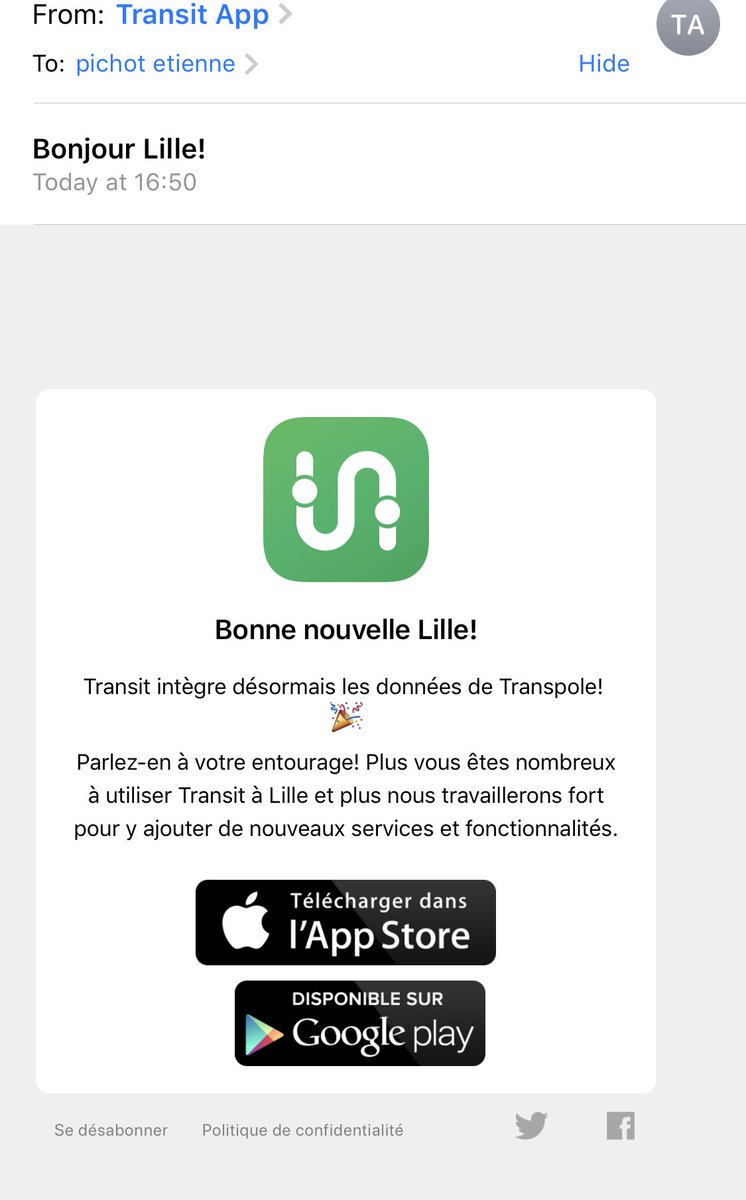 Etienne010101's tweet image. Le mail qui fait plaisir aujourd&apos;hui 😊 #Transpole