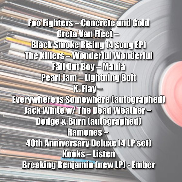 rodryanshow's tweet photo. We're celebrating Record Store Day (a day early) by giving you am insane amount of records! If you want this pack just retweet to win! Winner picked at 9:40a! Good luck! https://t.co/4mBXMgxG1U