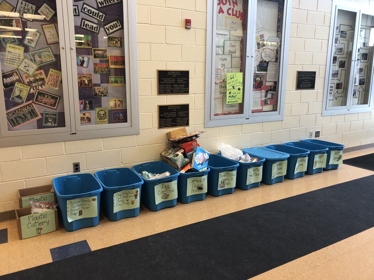 Thanks to all of the <a href="/Team_MCES/">Mays Chapel ES</a> families that donated materials for our #MakerSpace! We’re still accepting donations for: cardboard tubes, tape, paper 🍽🥤, rubber bands, toothpicks, play dough, craft sticks, string, 🥚 egg cartons, &amp; pipe cleaners!