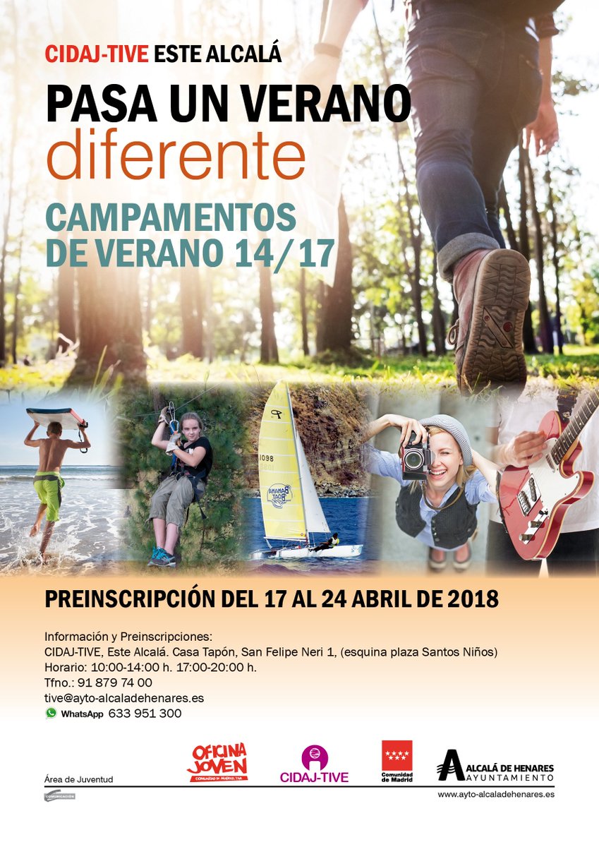 Os recordamos que el martes 24 finaliza  plazo preinscripción Campamentos de Verano 14-17 de TIVE Temáticas concretas, cine, rock, apps, drones, domótica, naútica, multiaventura, inglés... seguro que alguno te interesa. 😉
bit.ly/2Ht7uqE