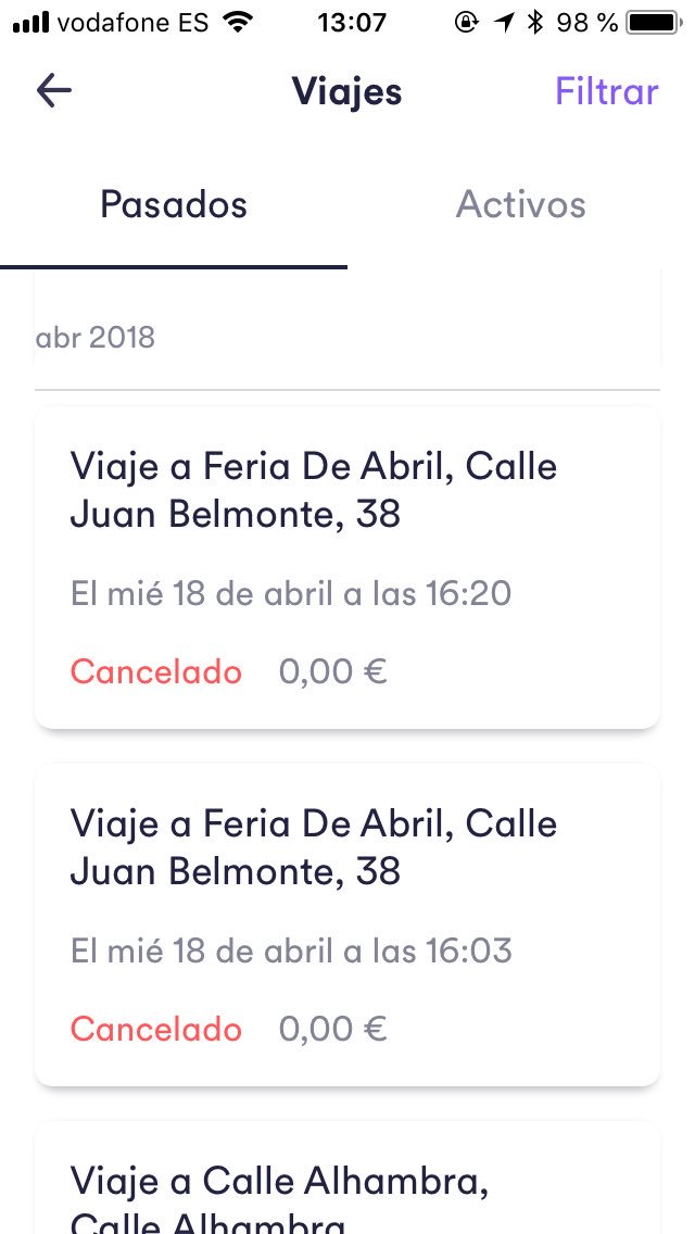 DaniGarcia04's tweet photo. he anulado otras veces y sin problemas. Si hubiera encontrado un conductor lo hubiera cojido si me tuve que venir andando y estaba deseando coger un coche, no hay sentido @cabify_espana https://t.co/feIHz9aSsN