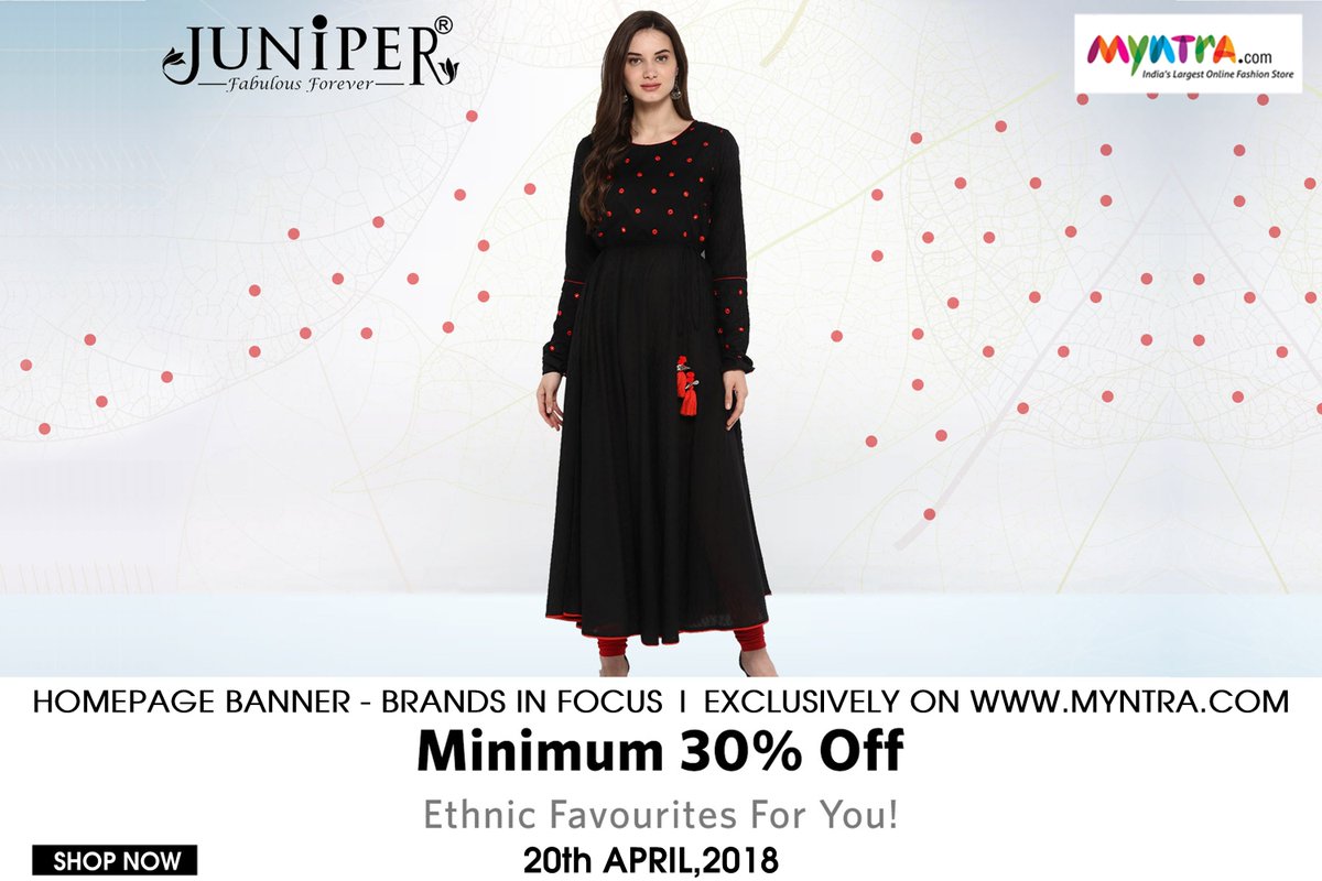 juniperjaipur's tweet photo. Shop our catalogue on Myntra Homepage - 'Brands In Focus' on Friday, 20th April. Exclusive offers all day! 
Wishlist now - https://t.co/ViRxR8lhAr @myntra 
Happy Shopping To You!

#offer #ethnicwear #women #shopping #discounts #shopaholics #fashion #jaipurclothing #fashionista https://t.co/HZ5w8f5ClN