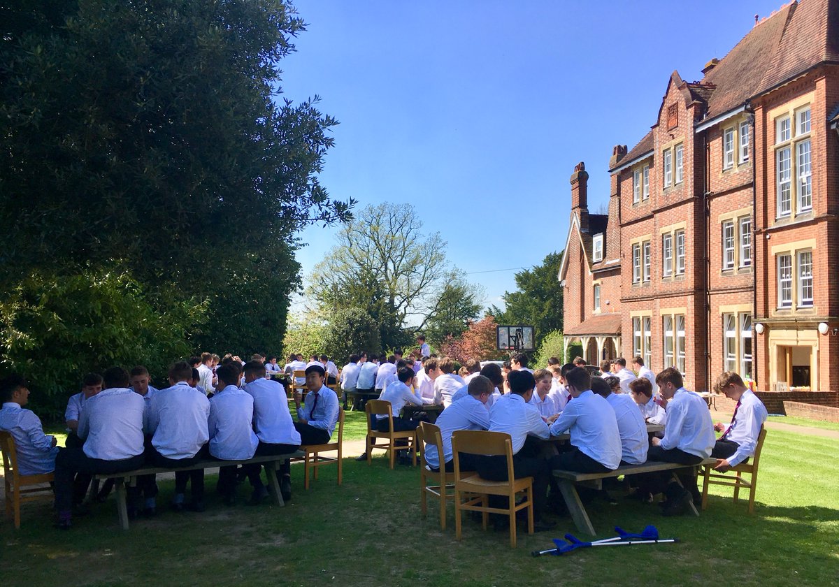 TonbridgeUK's tweet photo. Tonbridge boys enjoying lunch in the sun today at Judde House. What gorgeous weather! Snap by Clair Miller, House Matron. https://t.co/76yWXYq8C8