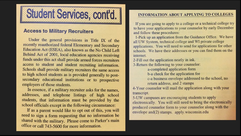 andrewsmoe's tweet image. Since I’m a pack rat and save everything, I’m going to start sharing some gems of my college search. Artifact #1: how to apply to college. This senior newsletter was my only school-based source of info #RememberTheStamps #MilitaryPush #ImFirstGen #LowIncome #CollegeAccess