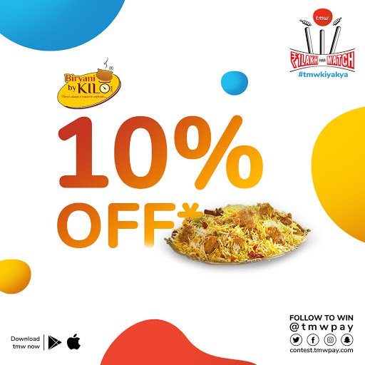 Give yourself an unforgettable match night experience, enjoy the match best as you dig into a delish plate of Biriyani 🥘  and get 10% off when you pay with the <a href="/tmwpay/">tmw fintech pvt ltd.</a> virtual card available in the app at 👉🏻 tmw.is/getapp 🙌
#tmwkiyakya #expectmore #tmwdeals