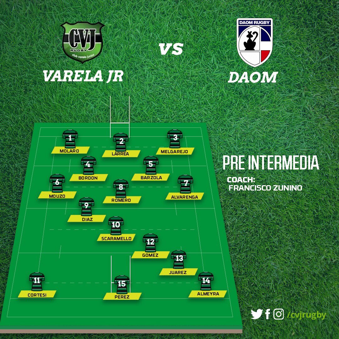 CVJRugbyy's tweet photo. #Formaciones de los #3 equipos que juegan mañana por la #TerceraFecha del torneo de la @urba.ok 🏆. #Primera e #Intermedia visitan a @bhnrugby, mientras que la #PreInter hará lo propio frente a @daomrugby.
#VamosVerde #CVJR 💚🖤 https://t.co/RKju5KeSG0
