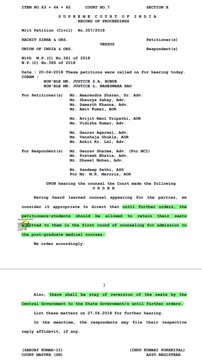 agupta_7's tweet photo. Sharing with you today's order of #NEETpg2018 case

Credits &amp; Congratulations to the fighter team of Doctors &amp; Legal team lead by my friend Advocate Amit Kumar 

All India Quota seats are for All India Candidates first

this is a set back for the seat blocking gang https://t.co/KYKDIcJGzy