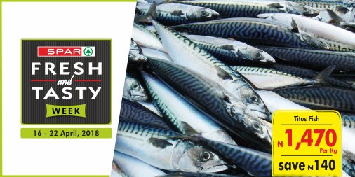 SPARNigeria's tweet photo. Start shopping for the weekend!
Get Fresh Titus Fish for ₦1,470 per kg from any SPAR Nigeria outlet closest to you, available till 22nd April '18.
Click to see offers https://t.co/uaAWAhgxVF      
#SPARFreshnTastyOffers #TitusFish #SPARNigeria https://t.co/bZaVmmSV3F