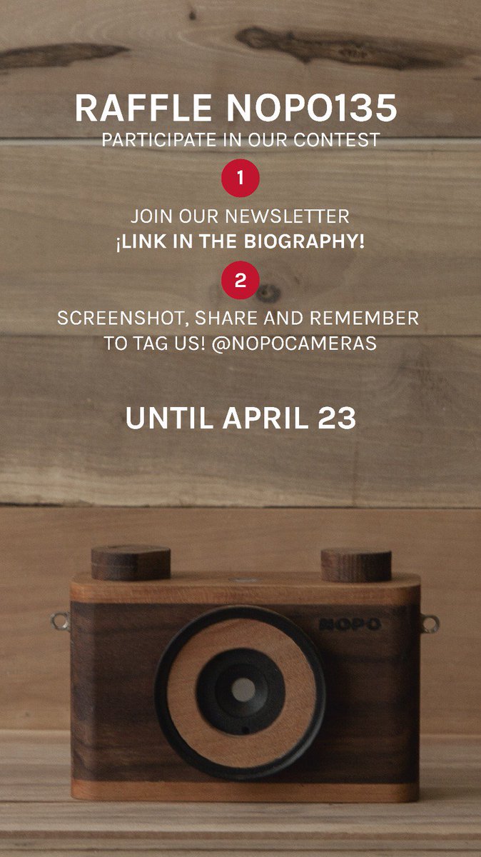 Get you #nopo135 
participate of the raffle!!
🔴1- join our newsletter 👉 eepurl.com/drDYzz
🔴2-Retwit this contest and tagging <a href="/nopocameras/">NOPO CAMERAS</a> 

Good luck!!!
➡➡➡📷📷📷