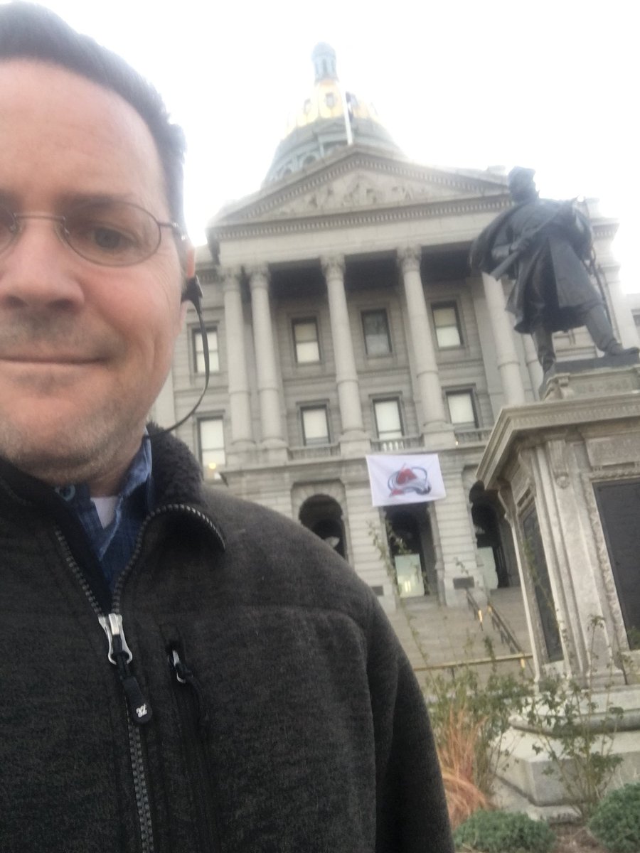 Laveydaze's tweet photo. Great seeing the @Avalanche flag displayed on the capital building this morning. Let’s do this Avs! #beatthepredators https://t.co/waKwSShoRE