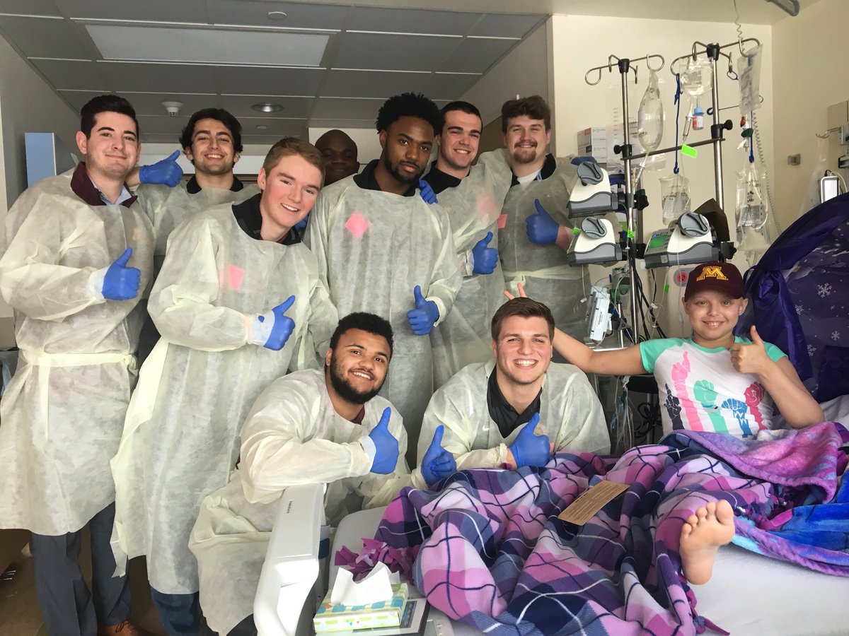 GopherFootball's tweet photo. Today’s must read. Casey O’Brien played in the spring game last Thursday. He then visited patients at @UMNChildrens on Monday. All while he fights cancer for a fourth time. 

https://t.co/ZihLqxA8VA https://t.co/Ugw6ybvM1G