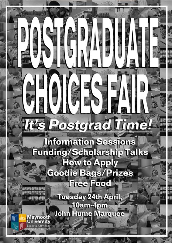 MU_Intl's tweet photo. Why not continue your Maynooth adventure as an international student by pursuing a #postgraduate or #PhD degree? Come along to the
Postgrad Choices Fair, John Hume Marquée, Tuesday 24 April 11-4pm to meet with coordinators about courses &amp; scholarships https://t.co/QMDhTPKl1D https://t.co/fPiXaLVguT