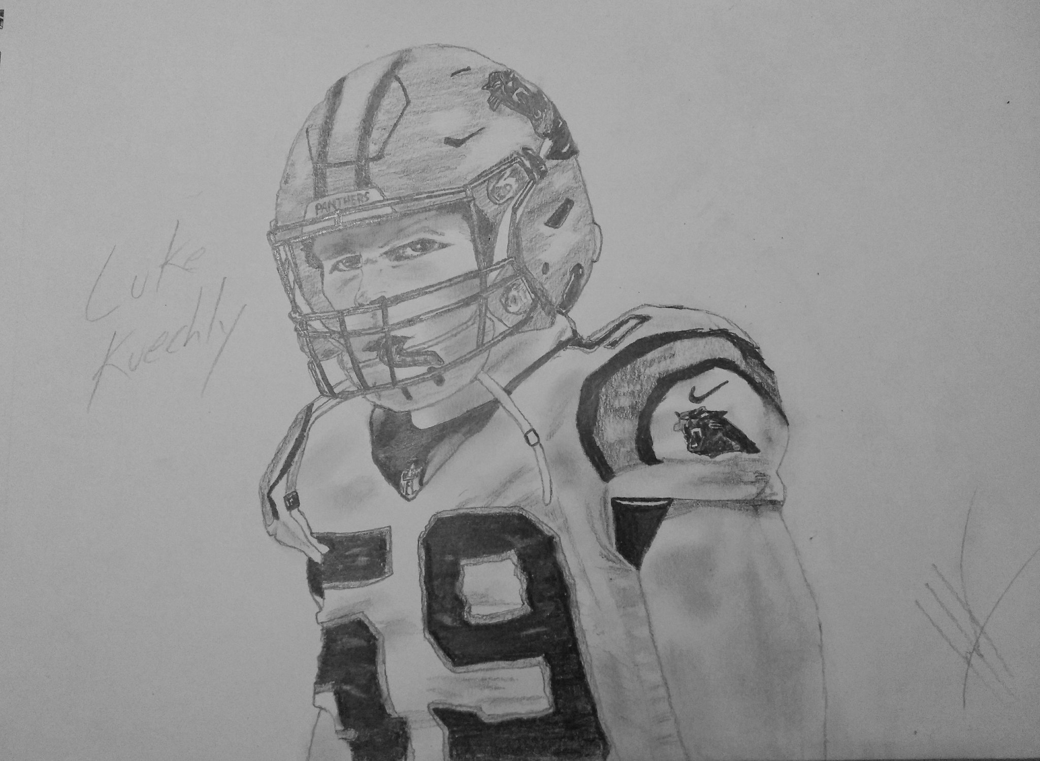 Just finished this drawing of Luke Kuechly. Happy Birthday 