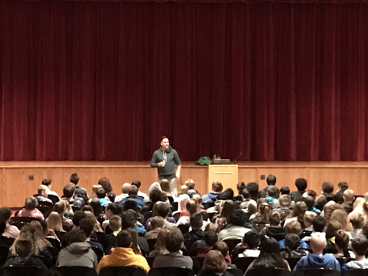 Mrbairossi's tweet photo. Rachel’s Challenge is here today.  What a powerful message for our students.  Let’s start the chain reaction Midlakes!!! https://t.co/CMsC3UiMu2