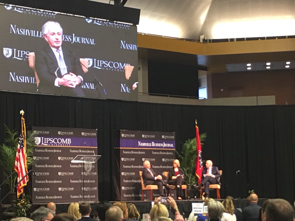 LipscombMLPS's tweet photo. We’re here with @SenBobCorker at the Nashville Business Breakfast, an event presented by @lipscomb and @nashvillebiz. https://t.co/h3rYvdqveQ