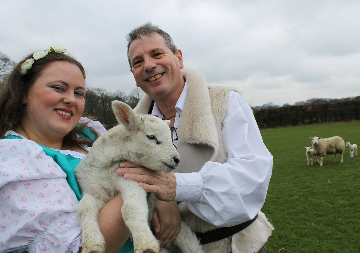 GandBCP's tweet photo. Thanks to Graves Park Farm @ParksSheffield for helping our cast members get into character! "Iolanthe" starring shepherds Phyllis and Strephon, opens in Grenoside next Tues. Spread the word! 
#sheffieldissuper #lambs #amdram
#Sheffield https://t.co/pGI9YnGE9A