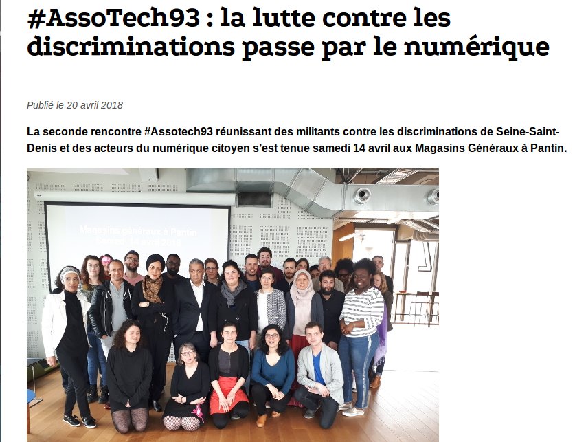 VoxPublic_'s tweet photo. "#AssoTech93 : la lutte contre les #discriminations passe par le #numérique" Retour sur une journée d'échange réussie sur les bonnes pratiques en matière de numérique pour les associations. Débat sur le #Cyberharcèlement contre les militant.e.s racisé.e.s.
https://t.co/yvpZXrj6r5 https://t.co/KSkRhXUNMn