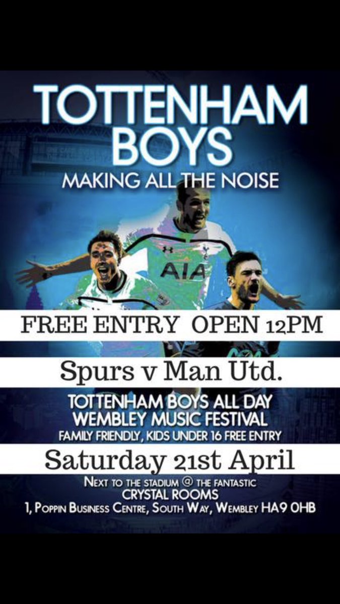 SpursNoise's tweet photo. Please RETWEET !!! Going to be a blinding afternoon. UB4T will be there and free entrance 😎 https://t.co/C29IdNRIbe