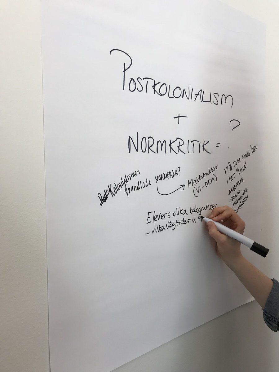 Arbetar med normkritik och postkolonialism. Använder metoden Tyst samtal där pennan får sköta samtalet i gruppen @stenkulaskolan #normkritik #postkolonialism #tystsamtal