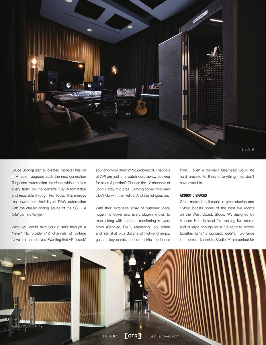 HybridStudiosCA's tweet photo. We are very honored to be this month’s #studioprofile for @geartechrec magazine! To check out the issue, visit https://t.co/w1NdggJmxc #geartechrec #recording #rstudiolife #recordingstudio #audioengineer #hybridstudios https://t.co/magUktm6a1