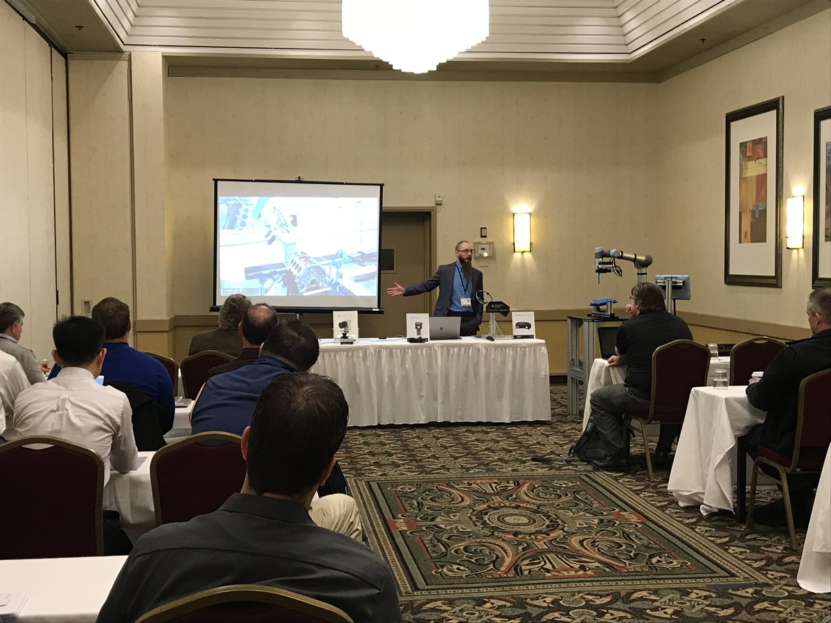 RecognitionRobo's tweet image. It was a packed house at the Industrial Control Machine Vision and Robotics Summit! We taught six classroom sessions to go over our technologies, and show exactly how easy it is to use our systems. We hope everyone learned a lot, and we look forward to hearing from you! #Robotics