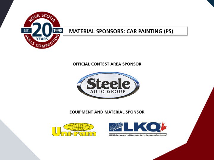 Skills_NS's tweet photo. Car Painting competitors come highly “wreck-o-mended” after competing for gold at the Nova Scotia Skills Competition. We couldn’t have made this contest area such a success without the generous support of @steeleauto. #SkillsComp2018 #LameJokesForSkilledFolks #ThankYou https://t.co/0p9PCIY4yh