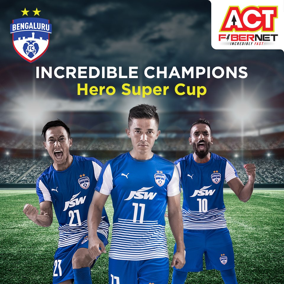 ACTFibernet's tweet photo. An incredible victory for the exceptional @BengaluruFC - The first champions of the #HeroSuperCup 🏆 #EBvBFC https://t.co/2DBvON25nF