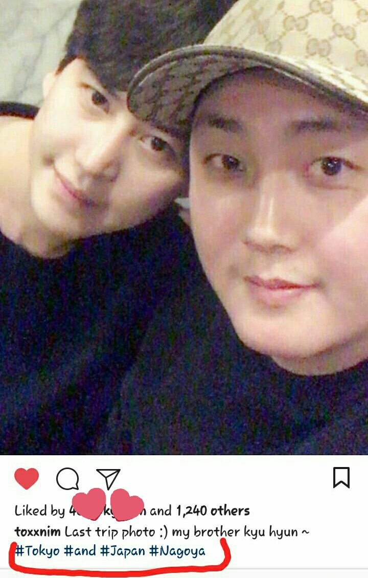 1. Sungmin holiday in japan
2. toxxnim IG up with Kyuhyun and look at hastag, he say #Tokyo and #Japan #Nagoya but idk it's new or old pic 😅

#Kyuhyun #Sungmin #Kyumin #ChoLee