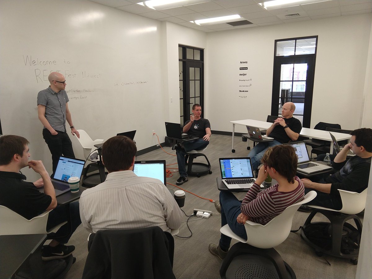 Hackity hack hack! REST Fest Midwest diving into JSON #HyperSchema and <a href="/OpenApiSpec/">OpenAPI Specification</a> details today.