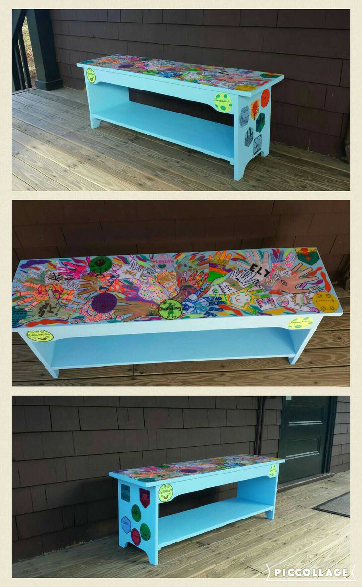 nikkikatkins's tweet photo. Grade 5's Auction Project is ready to go! Wouldn't this "Strength of Character" Bench look great in your playroom?! @brimmerandmay @meg_ship #thanksCrista! #inspirationalart #sopractical https://t.co/SiiVMzs4iK