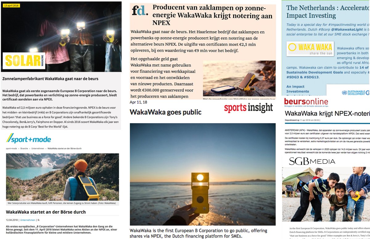 In een week is er door tientallen investeerders al voor meer dan €180.000 geïnvesteerd in #WakaWaka en we hebben flink wat media aandacht gekregen! Ooit nagedacht om te investeren in een groter doel? Lees daar hier meer over: nl.waka-waka.com/missie/npex-wa…