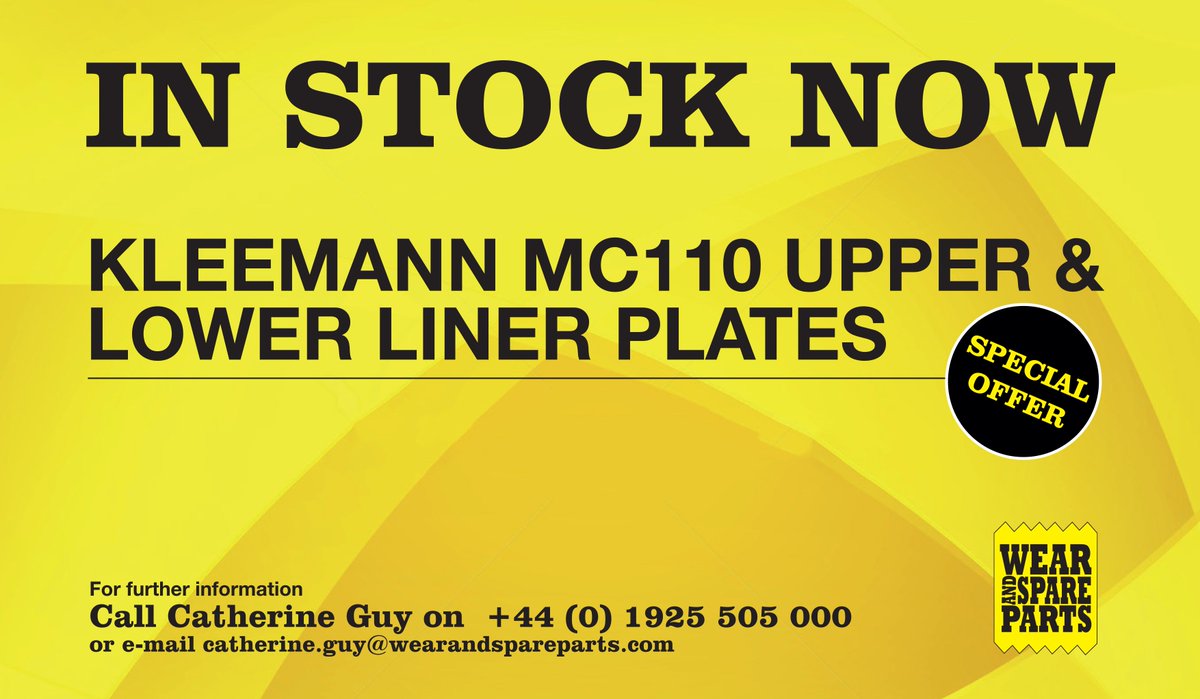 Wear_SpareParts's tweet image. Kleeman MC110 Upper &amp;amp; Lower Liner Plates Now in Stock. For more info call the team on +44 (0) 1925 505000 to find out more #PremiumParts #GlobalSuppliers