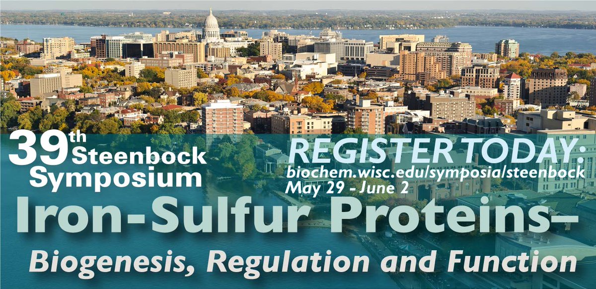 There's still time to register for the 39 Steenbock Symposium on Iron-Sulfur Proteins May 29-June 2! biochem.wisc.edu/news/2018/news… #FeS #FeSproteins #ironsulfurproteins #trafficking #biogenesis #regulation #mitochondria #mitochondrialdisease #clusters #ironsulfurclusters #structuralbio