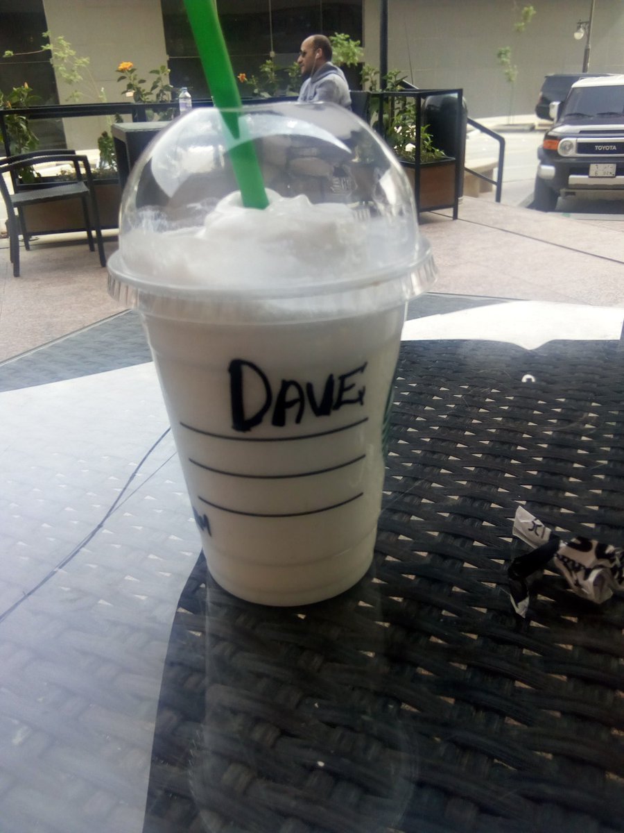 Inevent1's tweet photo. Had to change my @Starbucks name as Clive felt too old, gone for Dave as it's easier to write and feels more my age #lifeinsaudi https://t.co/qWKeGVW5ju
