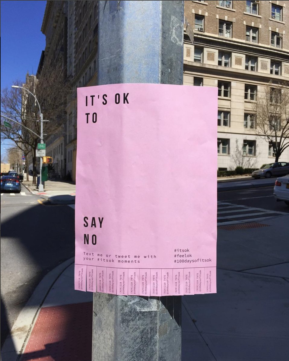 100daysofitsok's tweet photo. 12. IT'S OK to say no.
#100daysofitsok #100dayproject #itsok #itsokay #feelok #feelokay #nyc https://t.co/Kgpi3pfkH4