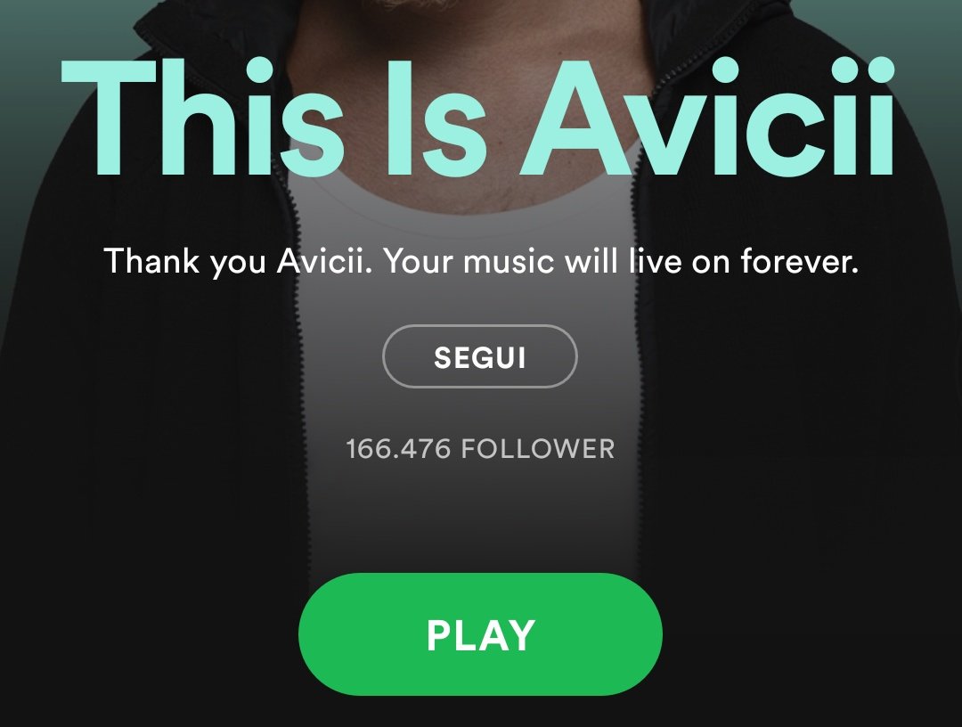 Antoniodf96's tweet photo. Your music will live on forever ❤️
#avicii #Spotify https://t.co/jRM8BfhqnX